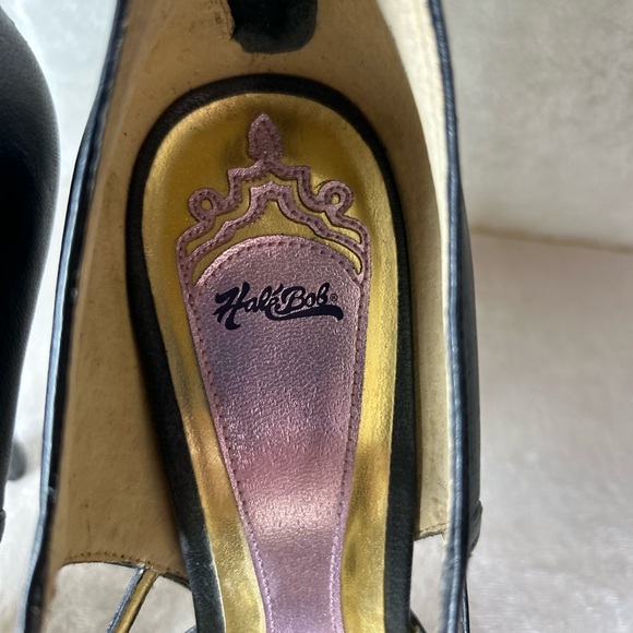 Hale Bob Sexy Black Leather Strappy Stiletto‎ Heels - Picture 6 of 6